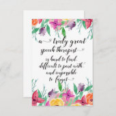 学校素晴らしのスピーチセラピスト感謝していSLPを贈る サンキューカード (正面/裏面)