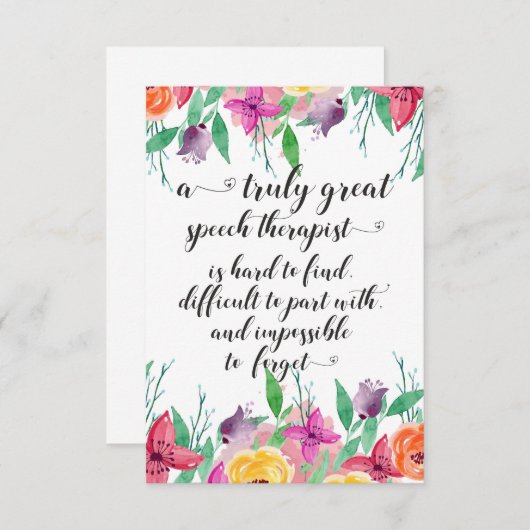 学校素晴らしのスピーチセラピスト感謝していSLPを贈る サンキューカード (正面/裏面)