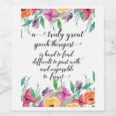 学校素晴らしのスピーチセラピスト感謝していSLPを贈る ワインラベル (シングルラベル)