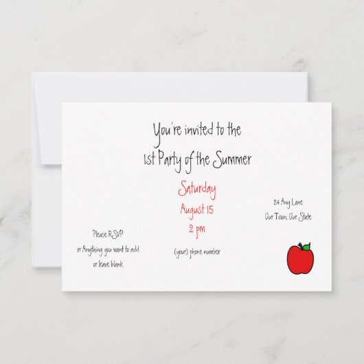 学校終了/夏の始まりパーティー招待状 招待状 (裏面)