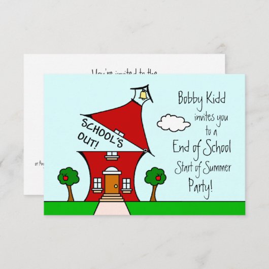 学校終了/夏の始まりパーティー招待状 招待状 (正面/裏面)