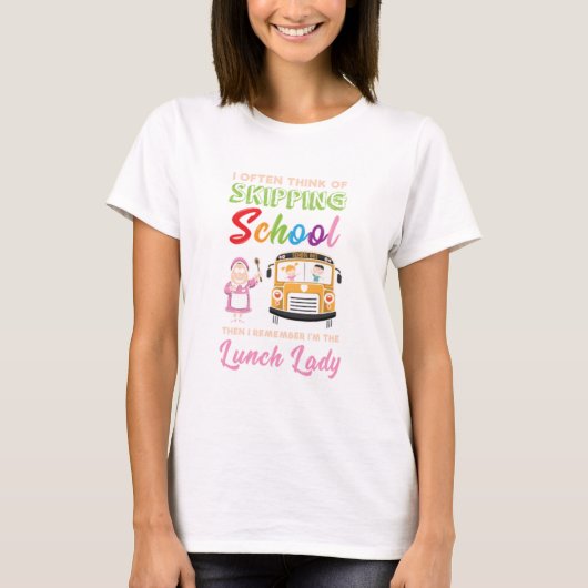 学校給おもしろい食レディギフト Tシャツ (正面)