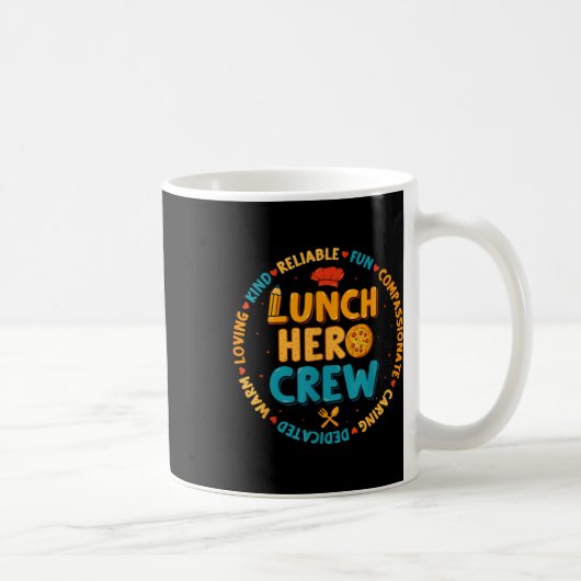 学校給食ヒーロースクーおもしろいドカフェテリア労働者Cr コーヒーマグカップ (右)
