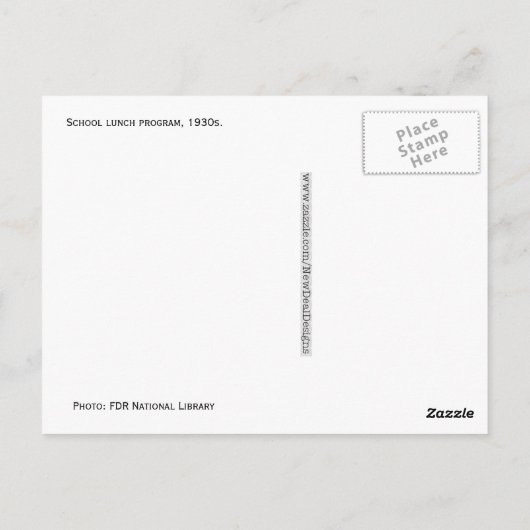 学校給食プログラム， 1930年代 ポストカード (裏面)