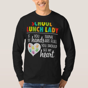 学校給食レディーキュートハート感謝Wo Tシャツ