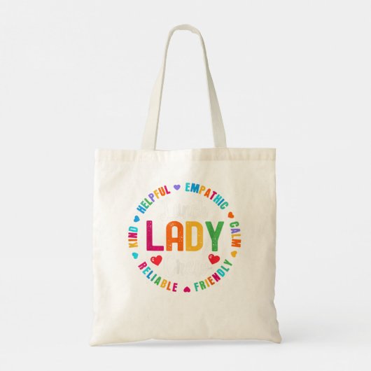 学校給食レディークルーおもしろいレディースカフェテリア トートバッグ (裏面)