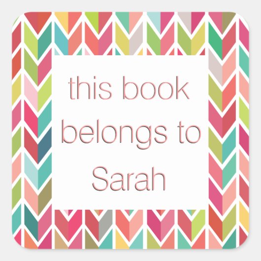 学校蔵書票名Ex Libris Stickers スクエアシール (正面)