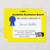 学校証明書賞学術先生 エンクロージャーカード (正面/裏面)