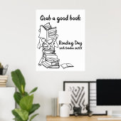 学校読の図書画の少年のヒーロー ポスター (ホームオフィス)