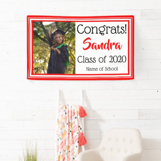 学校赤と白カラー写真 横断幕 (インサイチュ)