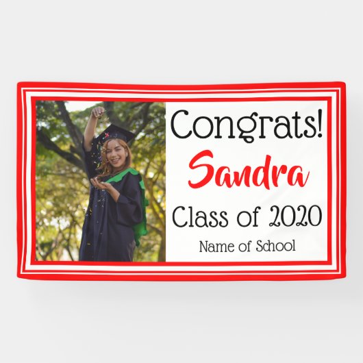 学校赤と白カラー写真 横断幕 (横)