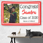 学校赤と白カラー写真 横断幕