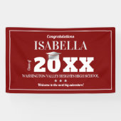 学校赤と白カラー卒業バナー 横断幕 (横)