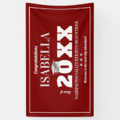 学校赤と白カラー卒業バナー 横断幕 (縦)