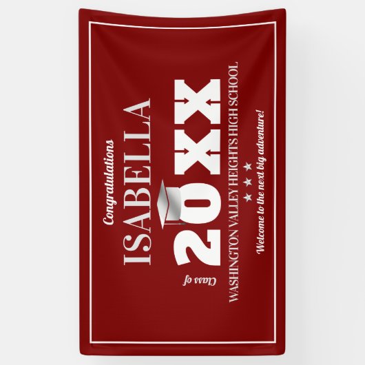 学校赤と白カラー卒業バナー 横断幕 (縦)