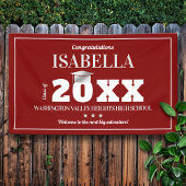 学校赤と白カラー卒業バナー 横断幕