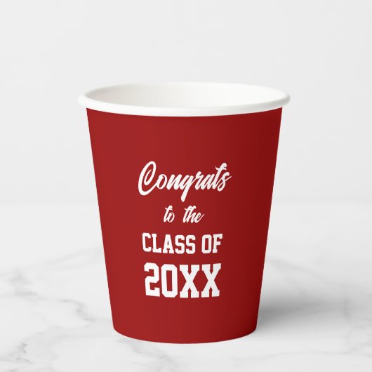 学校赤と白カラー卒業パーティー 紙コップ (正面)