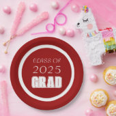 学校赤と白カラー卒業 ペーパープレート (パーティー)