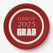 学校赤と白カラー卒業 ペーパープレート (正面)