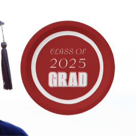 学校赤と白カラー卒業 ペーパープレート