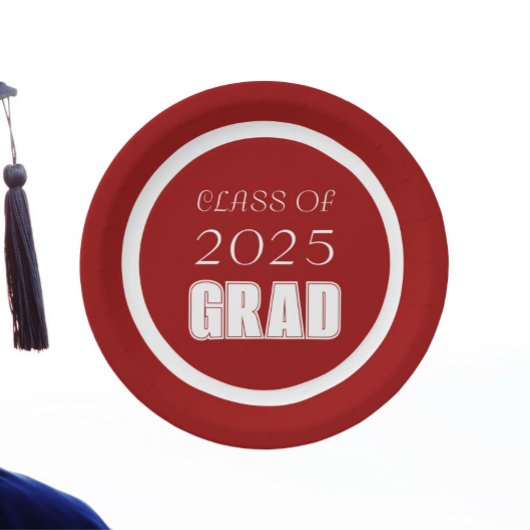 学校赤と白カラー卒業 ペーパープレート