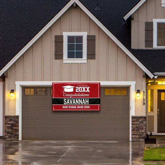 学校赤と白カラー卒業 横断幕