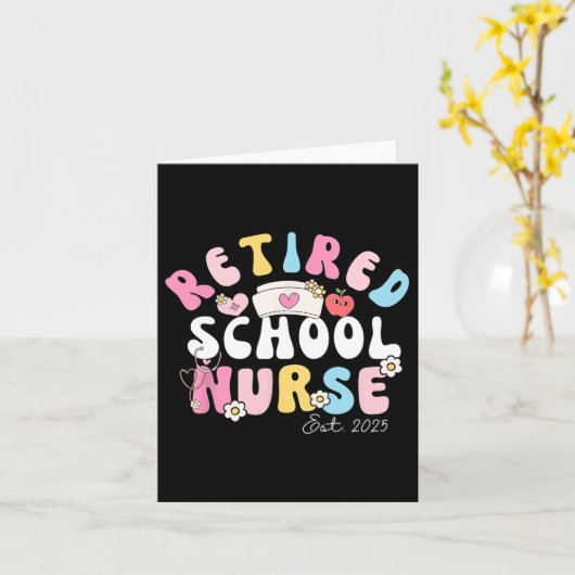 学校退職したナース2025年Groovy Cute設立 カード (黄色い花)