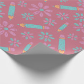 学校鉛筆花シームレスラッピング紙魔法 ラッピングペーパー (角)