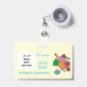 学校食堂の従業員フォトバッジ バッジ (正面（伸縮クリップ）)