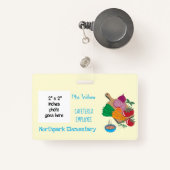 学校食堂の従業員フォトバッジ バッジ (正面リトラクタブル付き)