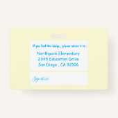 学校食堂の従業員フォトバッジ バッジ (裏面)