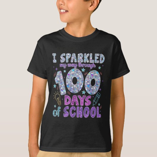 学校100年生の100人の日を通してまばたき歩いた Tシャツ (正面)