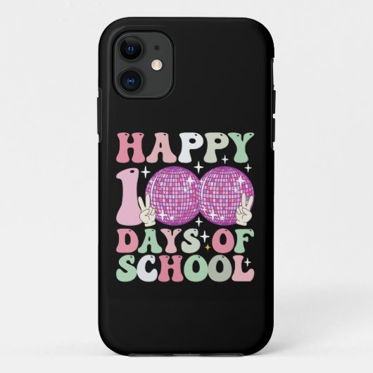 学校100日おめでとう ディスコボール グルービー レトロ Case-Mate iPhoneケース (裏面)