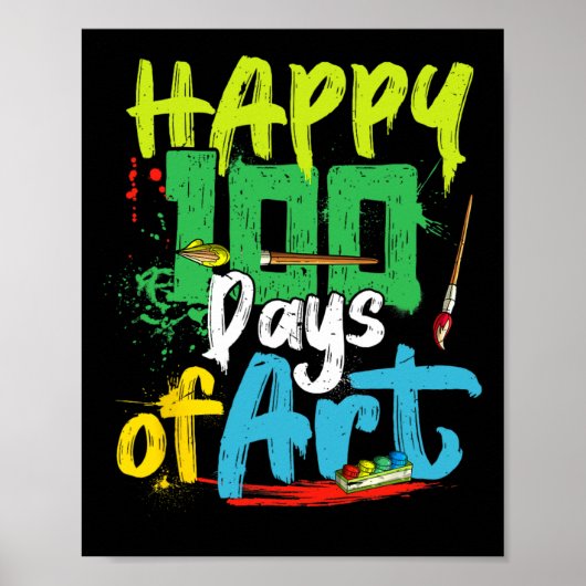 学校100日の幸せな100アート日先生 ポスター (正面)