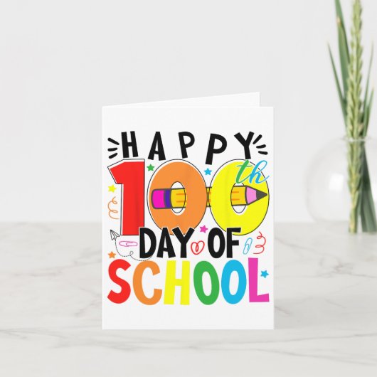学校100日の幸せ100学校の日教え カード (正面)