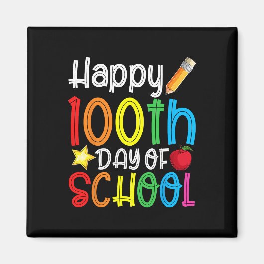 学校100日の幸せ100学校の日教え マグネット (正面)