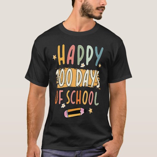 学校100日の幸せ100学校の日教え Tシャツ (正面)