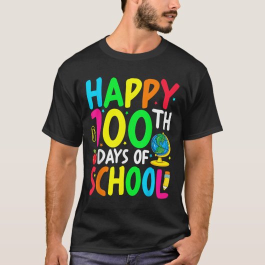学校100日の幸せ100学校の日教え Tシャツ (正面)