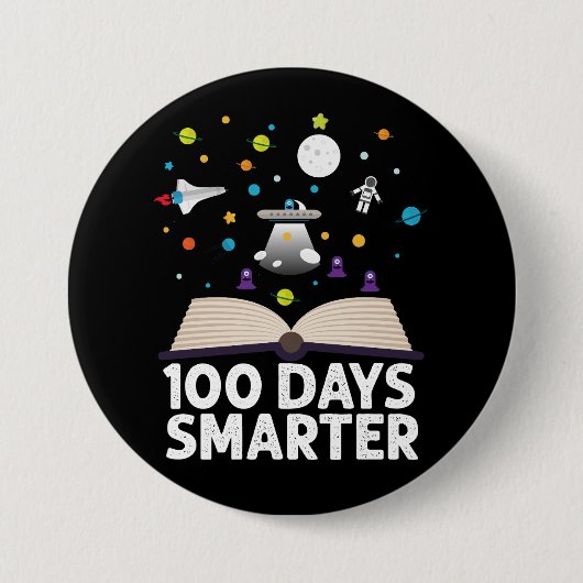 学校100日日書籍頭が切れる宇宙 缶バッジ (正面)