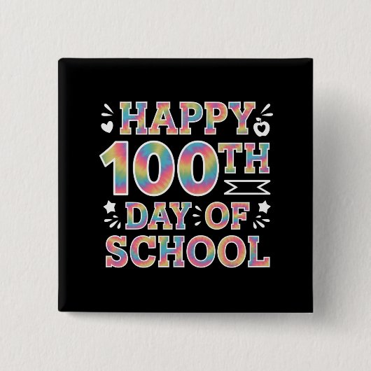 学校100日目のハッピータイダイ レインボー 缶バッジ (正面)