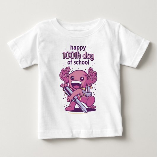 学校100日目の招待状 ベビーTシャツ (正面)