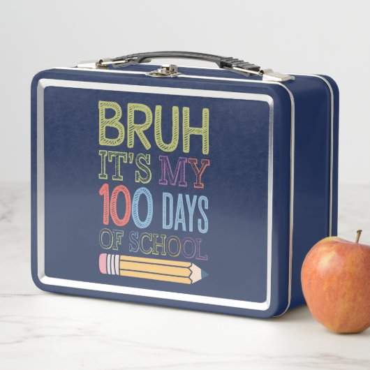 学校100日目の私の100日おもしろいのBruh Its メタルランチボックス (インサイチュ)