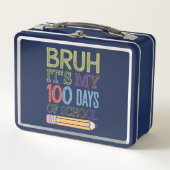 学校100日目の私の100日おもしろいのBruh Its メタルランチボックス (正面)