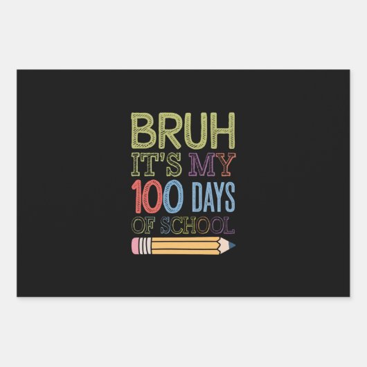 学校100日目の私の100日おもしろいのBruh Its ラッピングペーパーシート (正面)