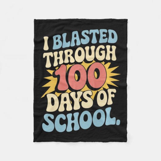 学校100日目の親族の100日を通して自慢した フリースブランケット (正面)