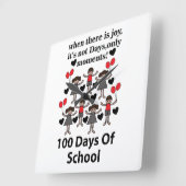 学校100日目の記念 スクエア壁時計 (傾斜)