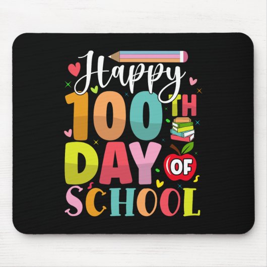 学校100日目ハッピー100学校日教え マウスパッド (正面)