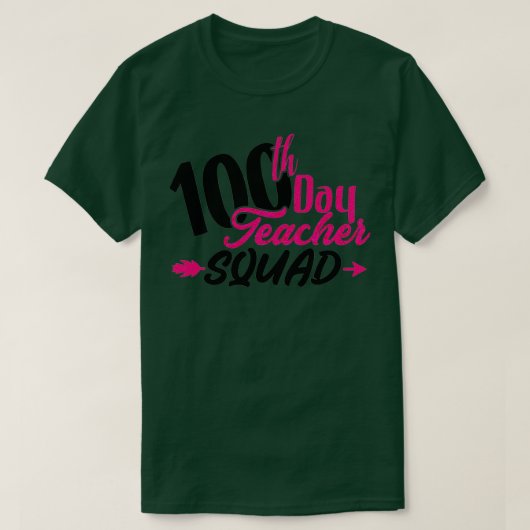 学校100日目100日目先生分隊ピンク Tシャツ (デザイン正面)
