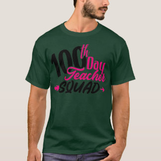 学校100日目100日目先生分隊ピンク Tシャツ