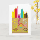 『学校』クレヨン カード (黄色い花)